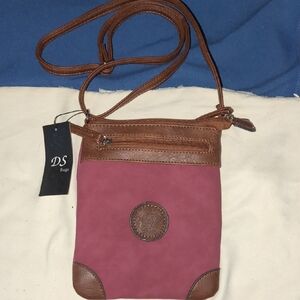Women's Pink and Brown Crossbody Bag